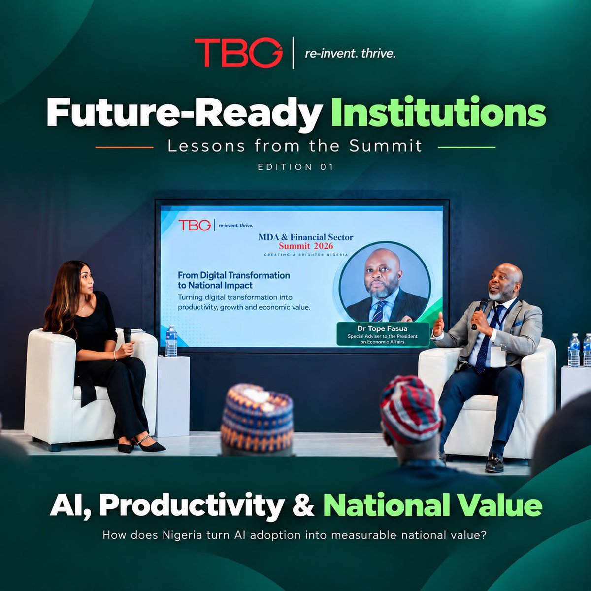 consulting_tbo's tweet photo. Last week, we hosted our inaugural Nigeria MDA &amp; Financial Sector Summit.

One question from our conversation with Dr Tope Fasua @topefasua: What would it take for AI to improve Nigeria’s productivity?

Here are some insights from the Summit.

#tbo #nigeriamda #ai https://t.co/R7NQCaNnqq