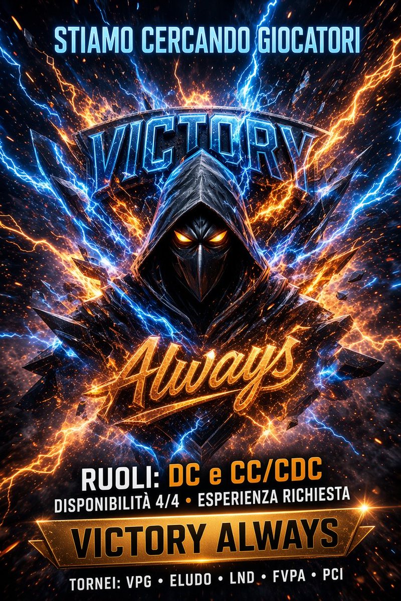 Victory_Always_'s tweet photo. VICTORY ALWAYS CERCA PER  ULTIMI POSTI DISPONIBILI IN VISTA DELLA PROSSIMA STAGIONE

👉 PER LE CANDIDATURE VI ASPETTO IN DM! 💬

@VCA_Group_eSp @VPGItaly @eLUDO_League @PCILeague @FVPA_net @LNDEsport1 @easportsfcit https://t.co/76EtE62a8x