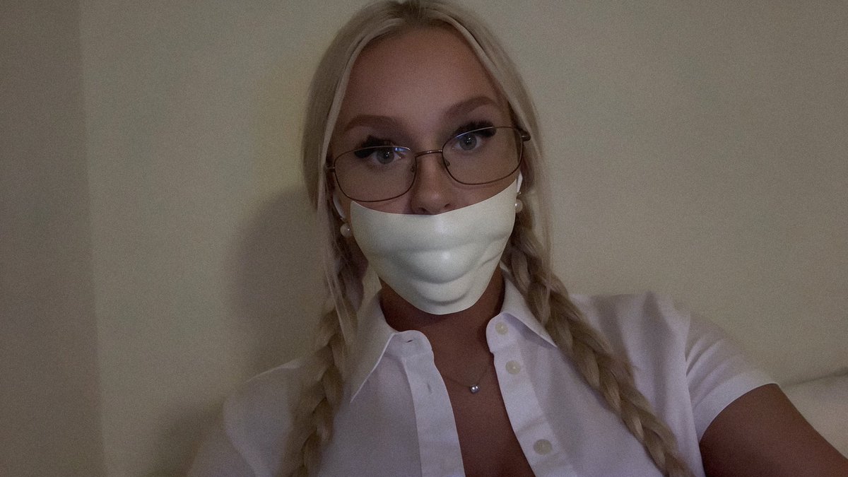 goddessjessib's tweet photo. Here goes the last of my microfoam tape, who wants to buy me more to keep a bimbo gagged? 🫶🏻 https://t.co/Ak5AtPvnek