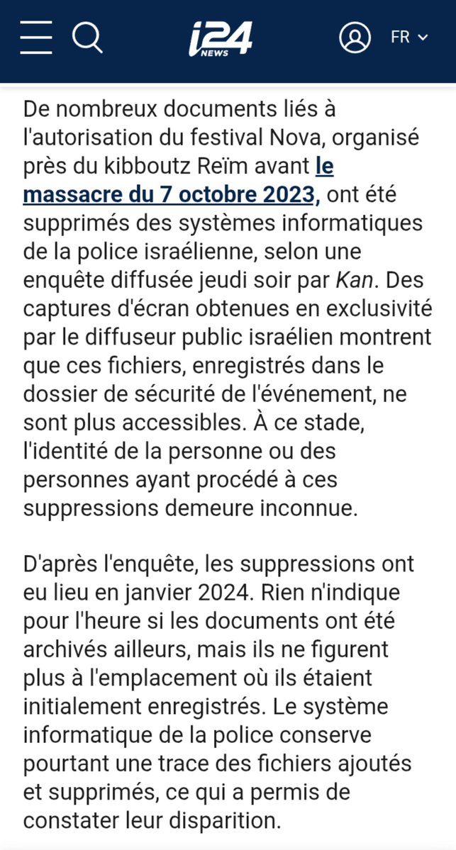 Weatherboy_fr's tweet photo. L'Etat colonial israélien efface ses traces, pas qu'à Gaza, sur le 7 octobre aussi :

➡️ Des documents sur le festival Nova ont été effacé des systèmes de la police. 

On apprend que des responsables étaient opposés à ce festival. C'est l'armée qui l'avait finalement autorisé https://t.co/bdYXeYwme1