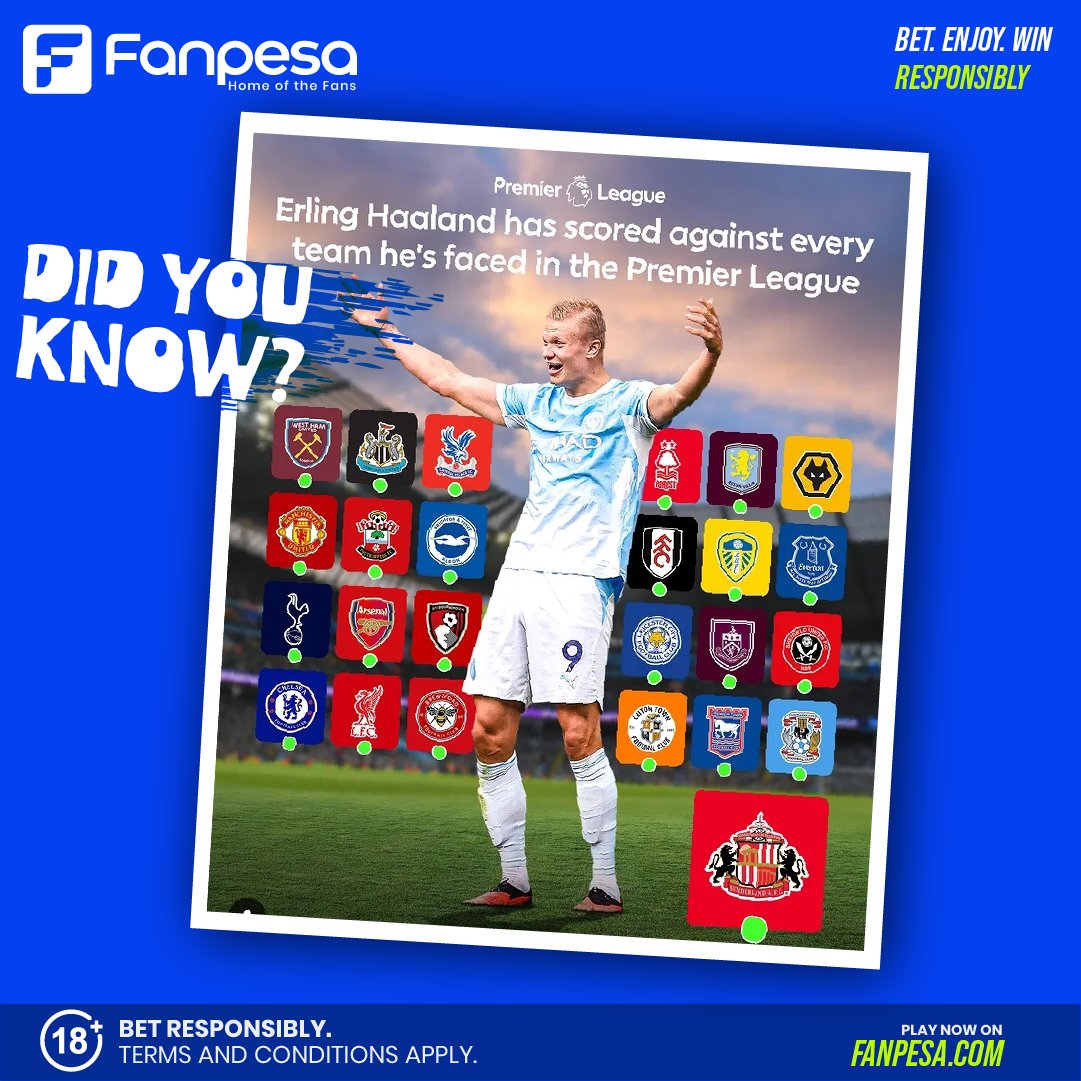 fanpesaKe's tweet photo. Haaland ako na checklist ya Premier League teams ! Kila team amekutana nayo , amewaacha na signature yake. Hii si ball, ni personal vendetta! ๐ฅ#haaland #fanpesa https://t.co/yUWJvLqjj5