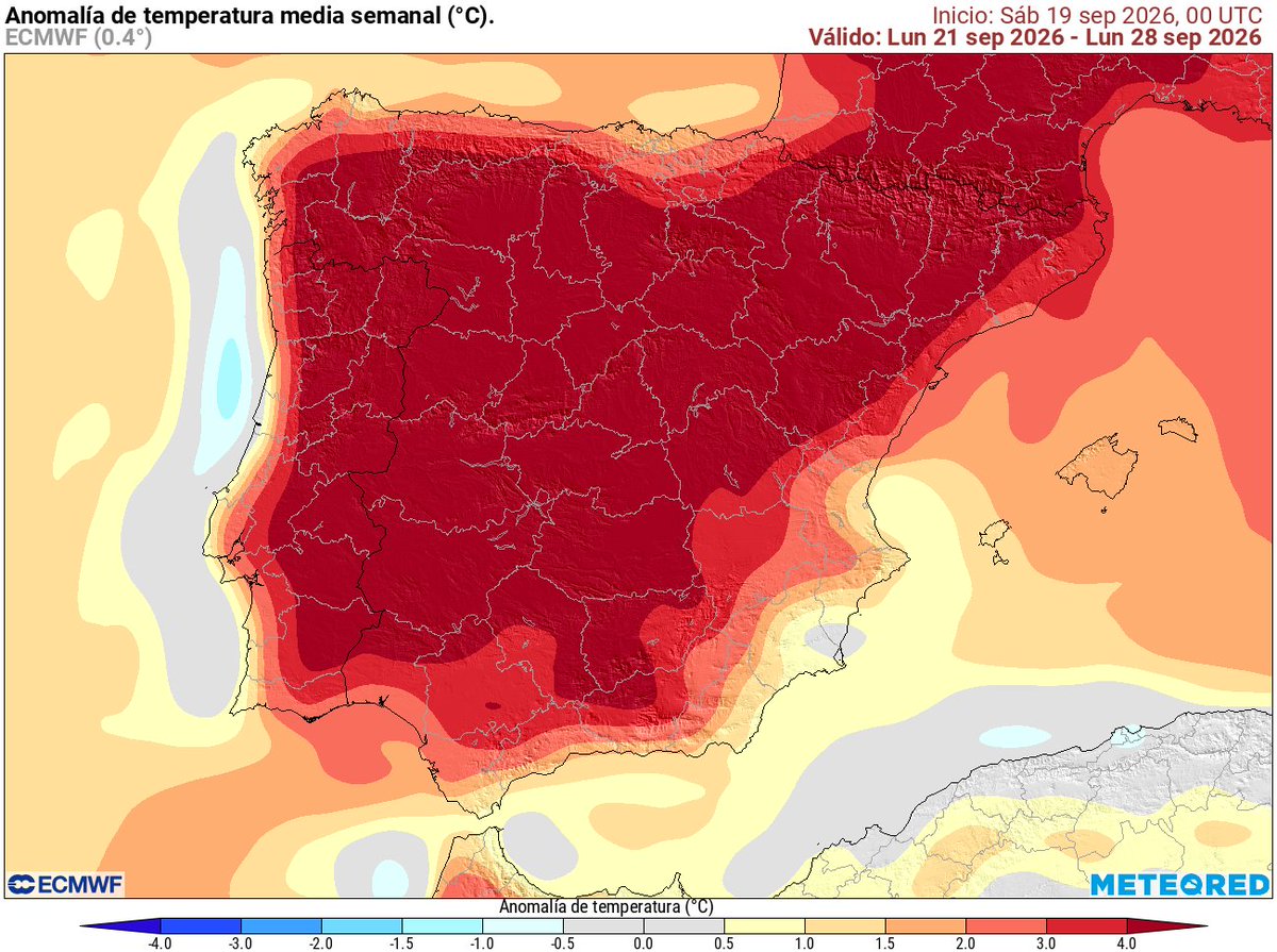 MeteoredES's tweet photo. 🌡️ Más de 35 ºC: entre el jueves y el sábado las temperaturas tocarán techo en Madrid, Zaragoza y Sevilla.

🗺️ Mapa de anomalía de temperatura para esta semana.

🔗 https://t.co/XiB92Xliy3 https://t.co/VwxrNeKtrW