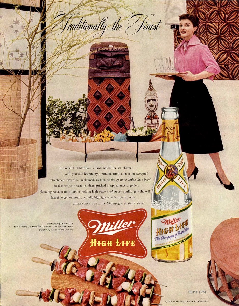 LRonLacy's tweet photo. In #SEPTEMBER 1954
‘Traditionally the finest’
‘Photography - #LeslieGill [1908-1958]
#SouthPacificArt from the Carlebach Gallery - New York
Planter by Architectural Pottery’
👇🧵
#MillerHighLife #Beer
#photography #photographer
#interiordecoration #design #MidcenturyModern https://t.co/FoU6qGzBu4