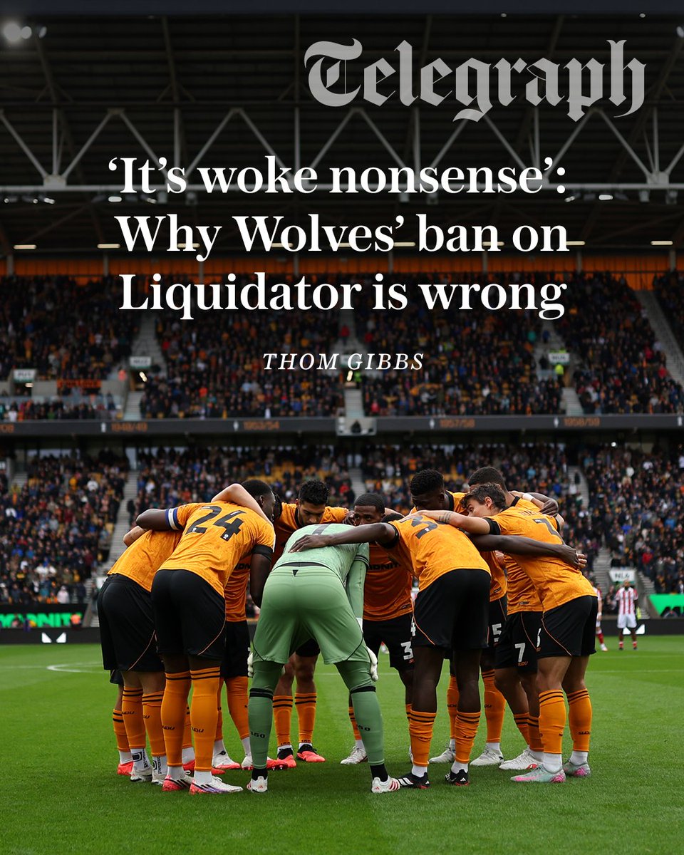 TeleFootball's tweet photo. “No right-thinking football fan would condone discriminatory songs in 2026, but surely telling thy neighbour to F-off is an inalienable right, enshrined under the terrace constitution?”

Following the latest Black Country derby, @thomgibbs explains why Wolves’ ongoing retirement of Liquidator feels over the top ⬇️
https://t.co/TsOCxsoC8q