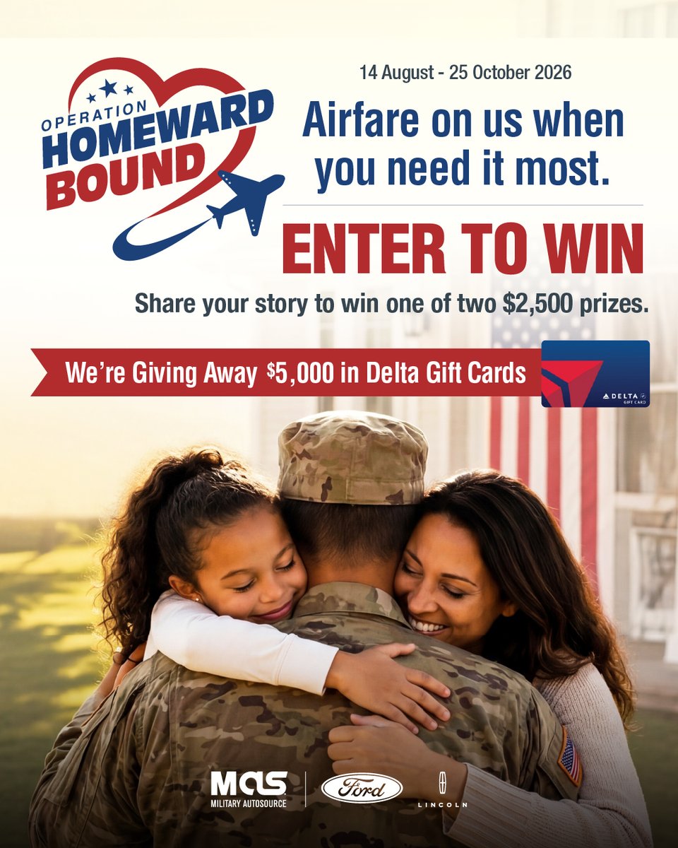 BlancheSims8o's tweet photo. ICYMI: Ford Operation Homeward Bound is back for its 9th year, reuniting overseas service members with loved ones. Enter for a chance to win a $2, 500 gift card or nominate a fellow service member. https://t.co/Vx13WcVrOf