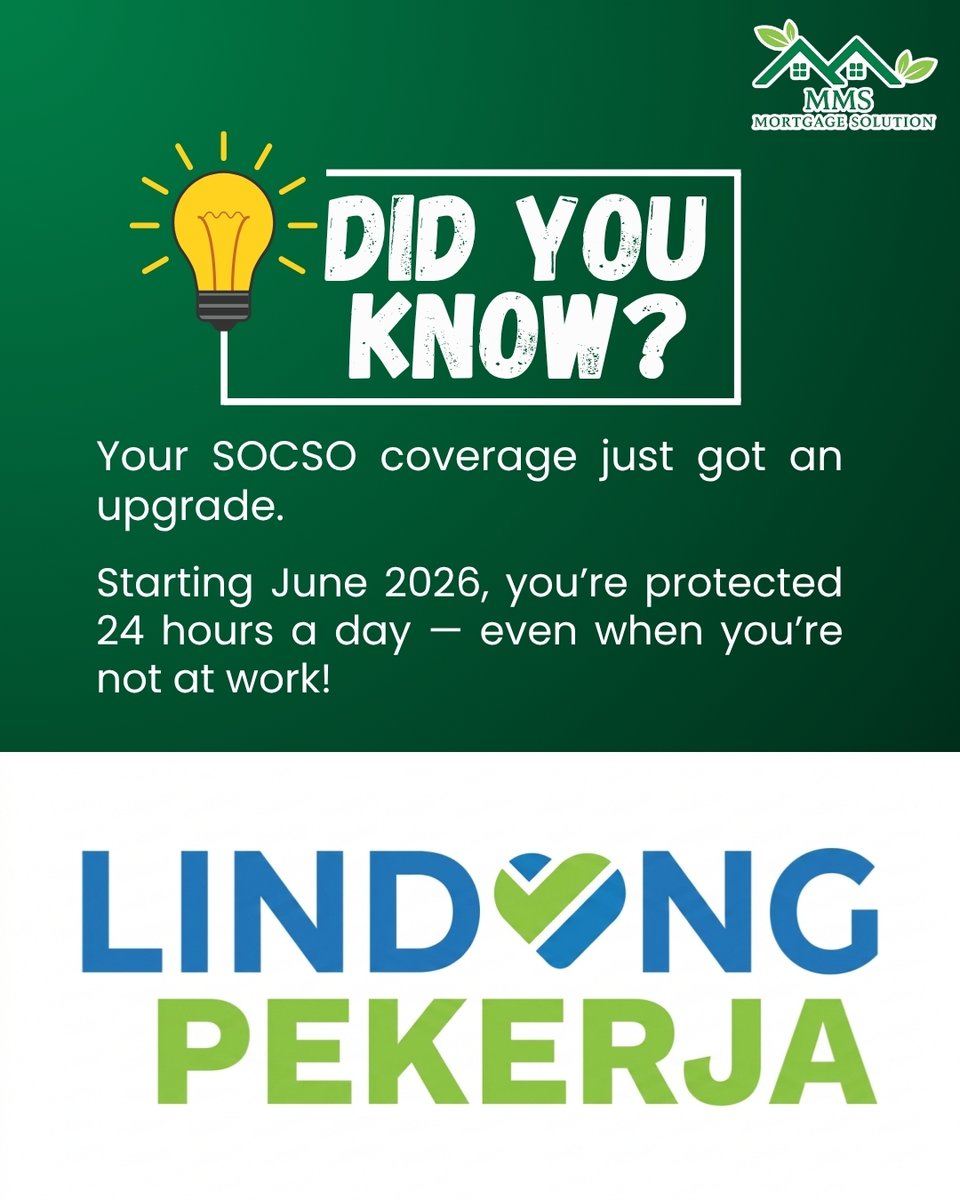 CandyJuvery4h's tweet photo. Most people don’t realise SOCSO only covered them during work hours. From June 2026, PERKESO’s Lindung 24 Jam scheme provides round-the-clock protection, including accidents at home, during personal errands, and on days off. https://t.co/s2szF1SLUv