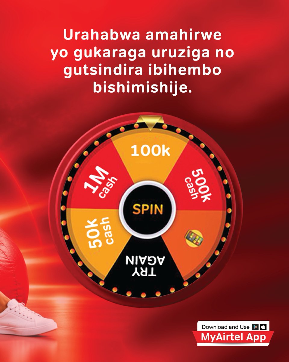 airtelrw's tweet photo. Tsindira agatubutse iki cyumweru ukoresha #MyAirtelApp! 

Yidownloadinge uyu munsi hano: https://t.co/17gxCUi5xf, uyikoreshe ugura cyangwa wishyura serivisi na @airtelmoney_rw, ubundi winjire mu banyamahirwe! 

#HitamoIbirenze https://t.co/DzmKjDli3W