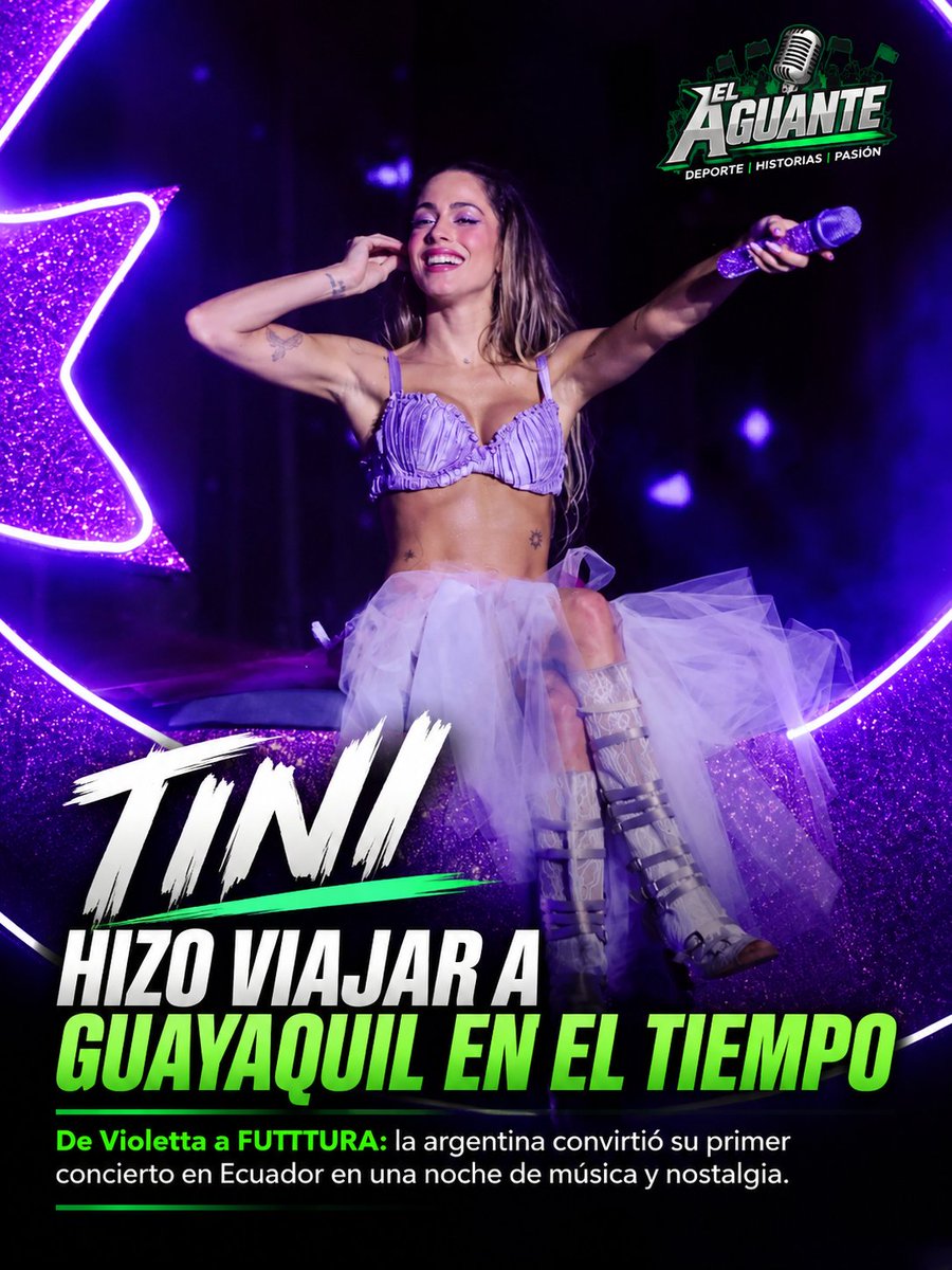 ElAguantec's tweet photo. 🎤 TINI HIZO VIAJAR A GUAYAQUIL EN EL TIEMPO

De *Violetta* a *FUTTTURA*: la artista argentina convirtió su primer concierto en Ecuador en una noche de música, recuerdos y nostalgia.

📍 Guayaquil fue la primera parada. Ahora, Tini continúa hacia Quito.

#ElAguante #Tini https://t.co/u740G6EPKZ
