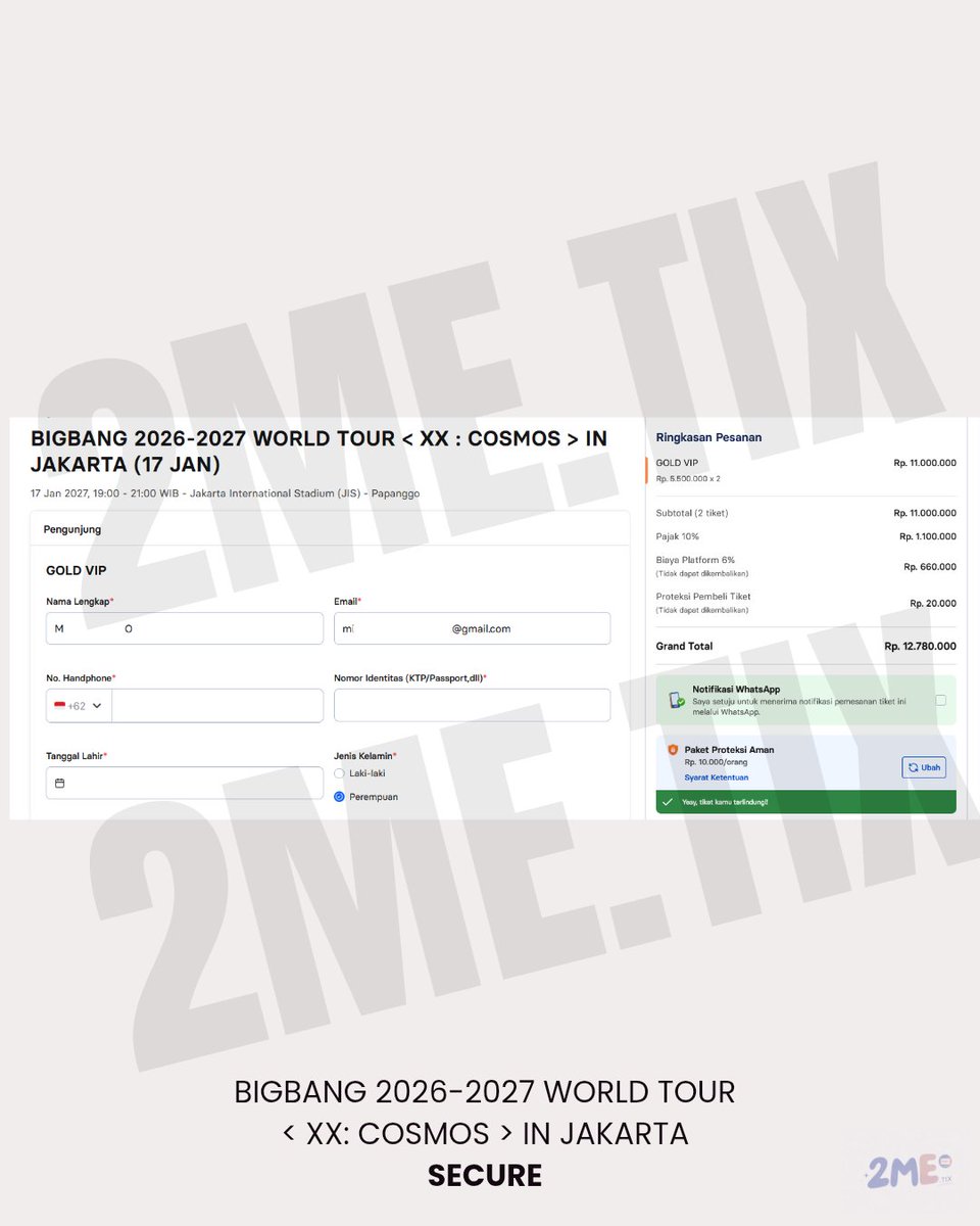 2me_tix's tweet photo. BIGBANG 2026–2027 WORLD TOUR < XX : COSMOS > IN JAKARTA
✨ SECURE! ✨
17 JAN 2027 — GOLD VIP 🎫

📩 Masih buka slot!
DM untuk booking / info lebih lanjut. https://t.co/1zQovpsPMd