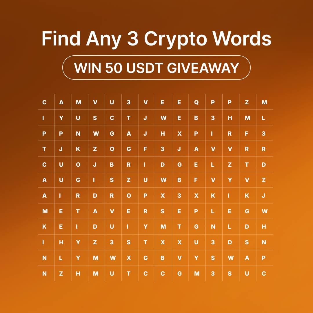 BybitSouthasia's tweet photo. The $50 USDT crypto word hunt is on! 🔍

Search the grid, spot any 3 crypto words, and enter for a chance to win $50 USDT!

✅ Follow @BybitSouthasia
❤️ Like & Repost this post 🔁
💬 Comment your 3 words & 👥 tag 2 friends

🎁 $50 USDT prize pool
🏆 Winners will be randomly selected from the correct entries.

📅 Deadline: Sep 25, 11:59PM UTC

T&Cs apply.

#WinUSDT  #CryptoGiveaway