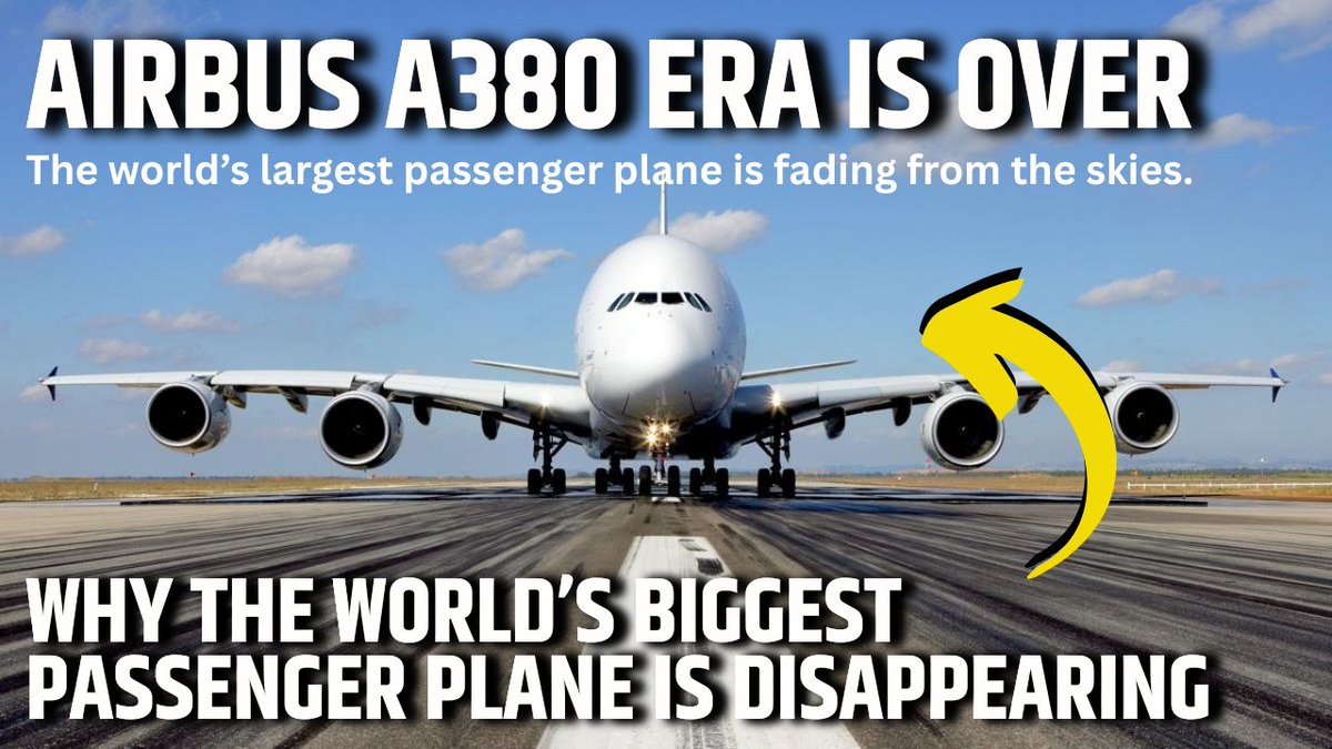 Amarasmith8979's tweet photo. Airbus A380 Era Is Over ✈️ Why the World’s Biggest Passenger Plane Is Disappearing

Watch Now- https://t.co/Vo4zPLzjCB https://t.co/bYHTx6kRiu