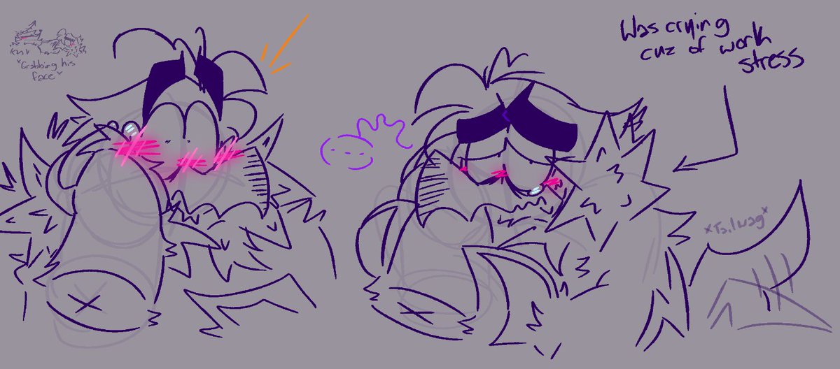 ASillyCosmic's tweet photo. Small #ocxcanon hurt/comfort doodle b4 I sleep

(Part of their dynamic is that they're very touchy/like being close to the other. Could be for warmth or just simple comfort of the other's presence)

.....ewwweeee. https://t.co/mMsKR8GmyQ