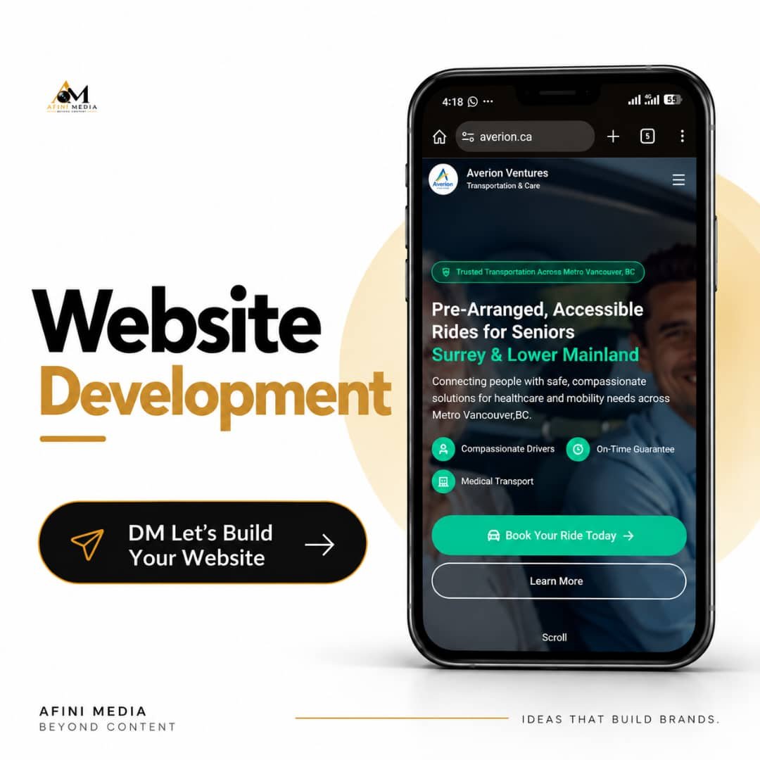Afini_Media's tweet photo. Your digital presence is often the first impression before anyone ever meets you.

At Afini Media &amp; Technologies, we build it to be strategic, polished, and designed to represent your brand the way it deserves.

DM us now and let's get started. #BeyondContent #DigitalPresence https://t.co/i4rbUGZQHy