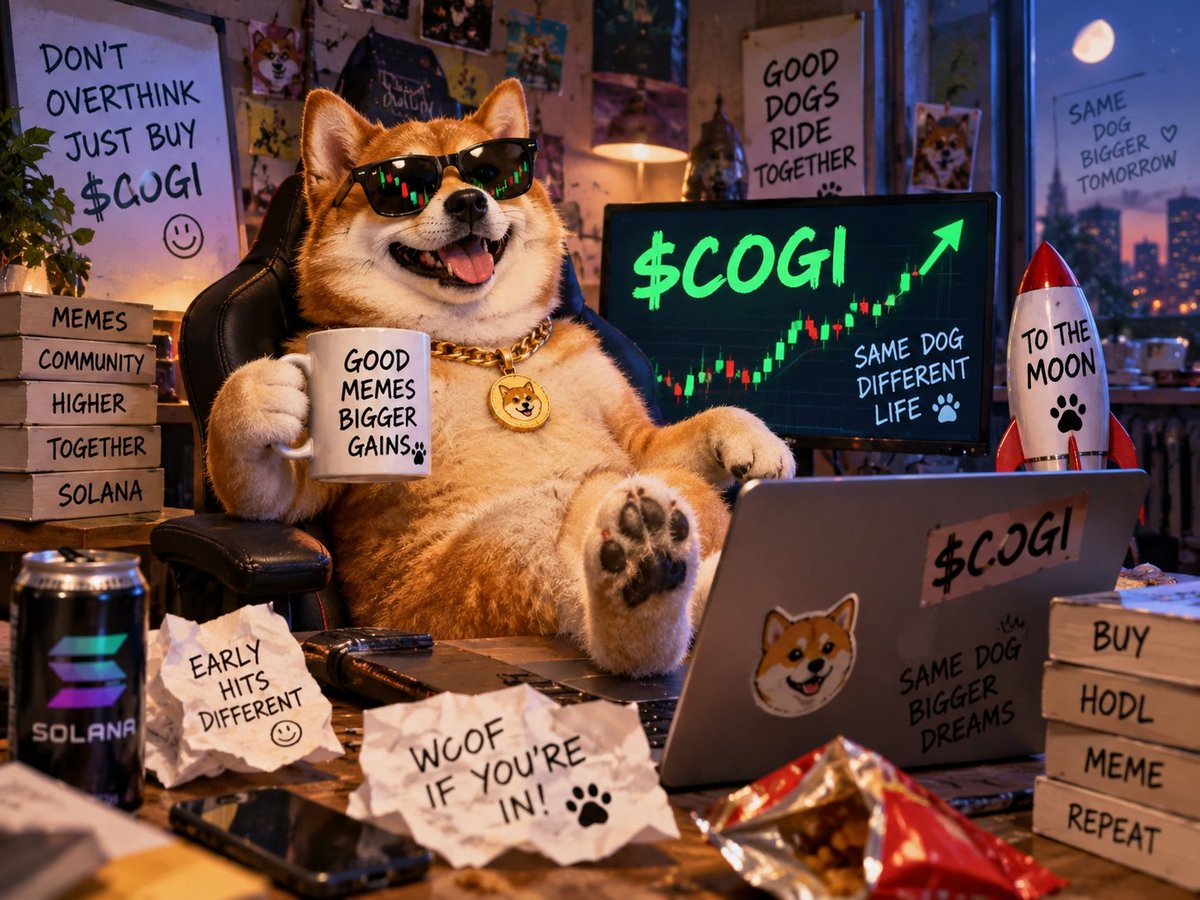 CogiInu_Dog's tweet photo. 🐕 Everyone says “don’t chase meme coins”…
Meanwhile $COGI is sitting there like:
“Bro… I’m literally right here.” 😂🔥
If you’re here early, say WOOF in the replies. 🐾
📌 CA: fDSmMvfUk7aVBNi1bp5gTbzLwuAnDoPajBDdPitpump
#COGI #COGIINU #Solana #Memecoin #MemeCoin #Crypto #SOL https://t.co/orRoc0pPUE
