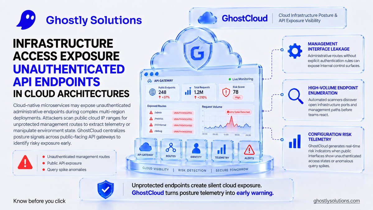 GhostsolutionAE's tweet photo. π Unauthenticated cloud API endpoints expose internal control loops to automated scanners.
π‘οΈ GhostCloud aggregates public route configs & alerts on unauthenticated access rules in real time.
π https://t.co/ugbM5ebrZa
#CloudSecurity #GhostlySolutions https://t.co/uSAOtUfNm9