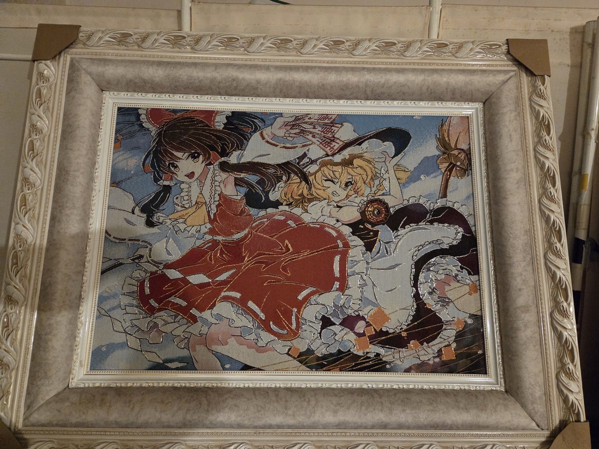 Dskiq's tweet photo. 今日の現場に置いてある東方の刺繍画がすげぇ奴なんですけど！！ https://t.co/5UD72JNxgE