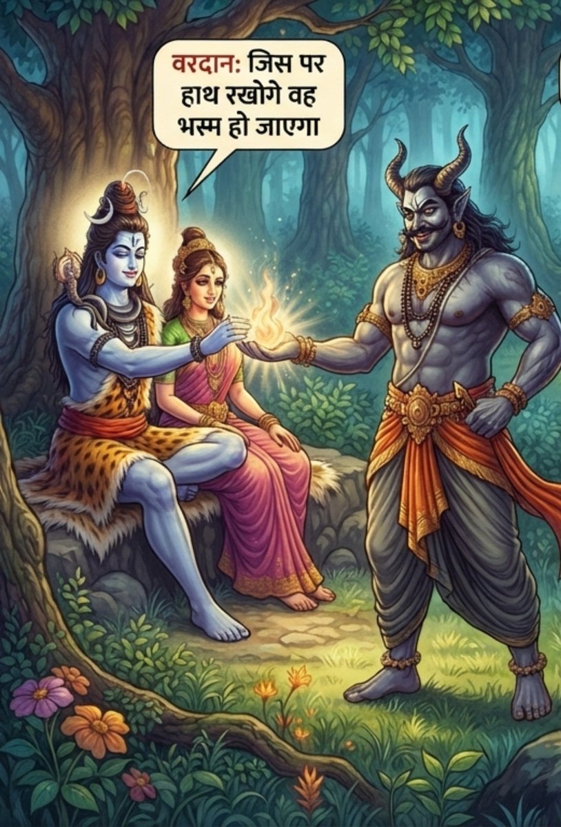 SanjayNss's tweet photo. कोई वरदान भस्मासुर का स्वरूप धारण कर ले तो  भोलेनाथजी को भस्म करने पर आमादा हो जाता है। निरंकुश शक्ति सब मिटा के रख देती है। 
राष्ट्र अकर्मण्यता के दोराहे पर पहुंच चुका है। लोगों में अपने अनुरूप सबकुछ चलाने की लत लग गई है। नहीं तो सब भस्म कर देने पर उतारू हो जाते हैं। 
सावधान। https://t.co/Rzx2gIlznj