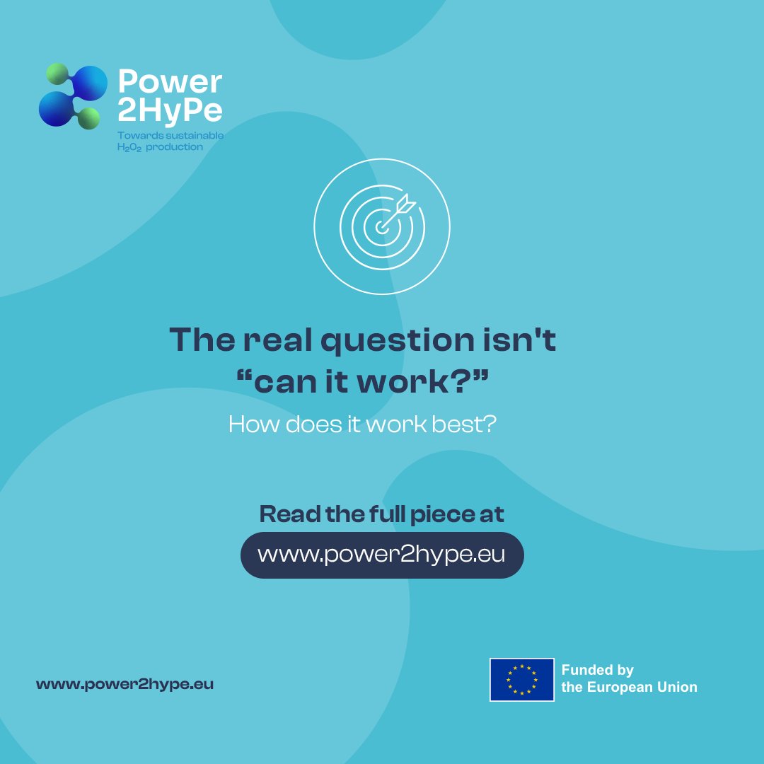 Power2HypeEU's tweet photo. 🔍 Beyond proof of concept: 5 questions the #Power2Hype pilot aims to answer.

As the project moves from lab to pilot, the Technology Impact Assessment team at the Energieinstitut at JKU sets out what matters — electricity per kg of H₂O₂, achievable concentrations, process stability, full-system impact & best-fit applications. ⚡

📖https://t.co/HpR0HlKk3M
