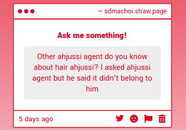 sdma_choi's tweet photo. Hair ahjussi...? Umm do you mean that account that's supposedly this agent's balding head hairs lol https://t.co/PzWHPVK5Cz