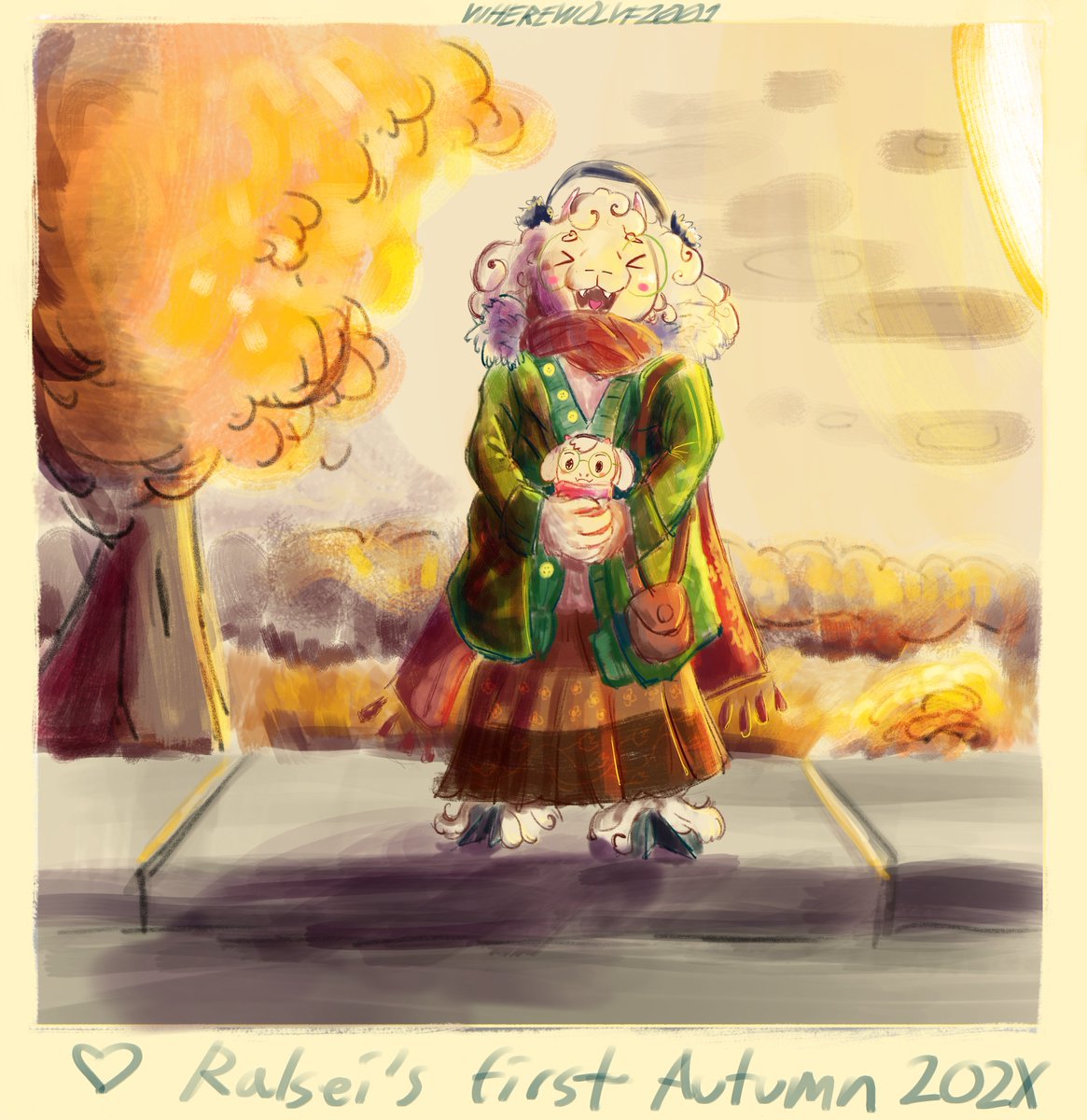 WHEREWOLVF2001's tweet photo. her first autumn in the light world #ralsei #ralseideltarune #deltarunefanart https://t.co/ih4bKNnR8F