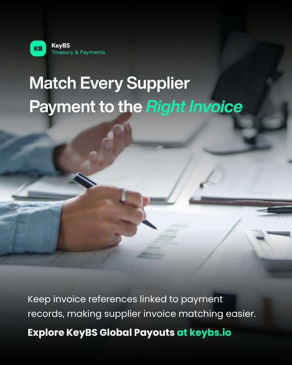 Keybspay's tweet photo. Make reviewing supplier payments easier with three simple steps:

• Keep the invoice reference with the payment record.
• Compare the payment amount and currency against the invoice.
• Record whether the invoice is partly or fully paid.

#supplierpayments https://t.co/mluWttzN1g