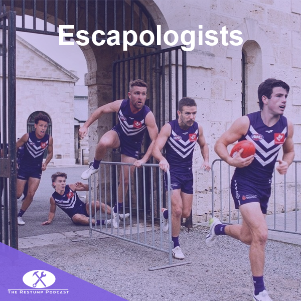 TheRestumpPod's tweet photo. Doesn't matter how you get there, the direct path, the scenic route, escape from jail; you just have to get there. The Swans lulled us into a false sense of minimum security, but we broke out! Time to Restump Podcast our 2nd ever successful prelim final.

https://t.co/wiT5P1bAqN https://t.co/mJp4b6qhfh