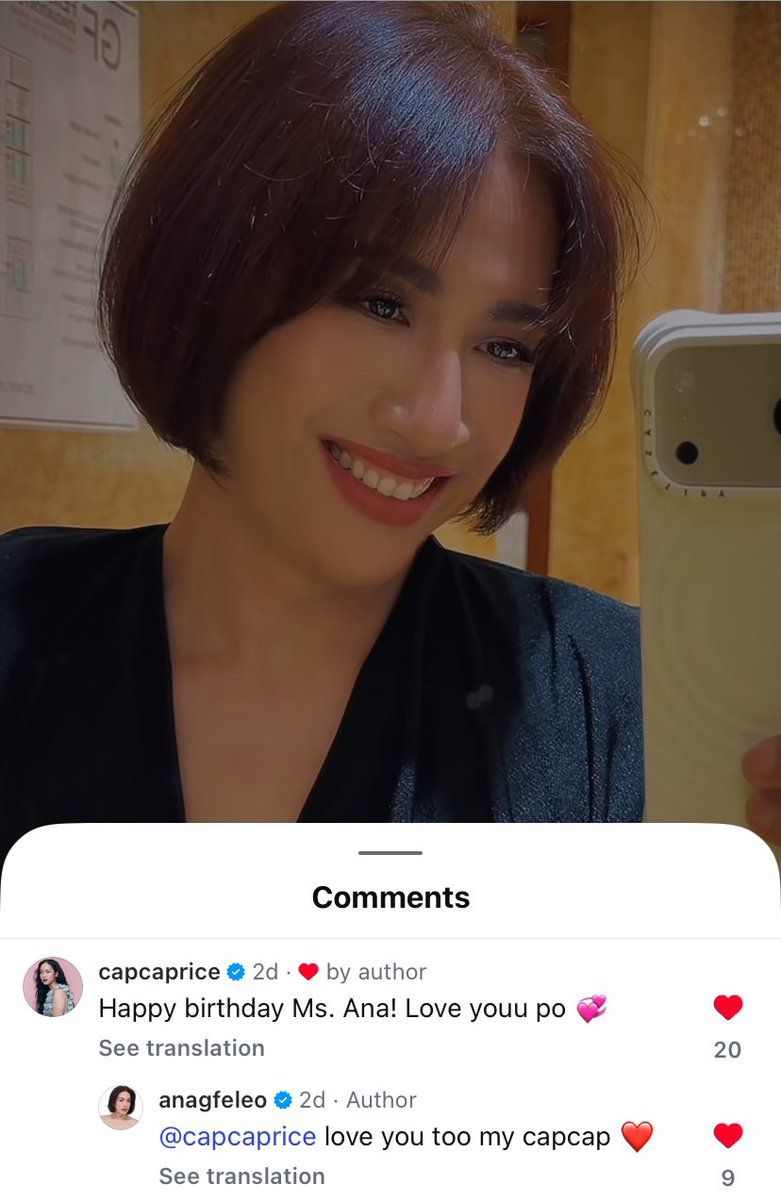capofriceee's tweet photo. aww nagcomment pala si caprice sa bday post ni ms ana feleo 🥹 “my capcap” #CapriceCayetano https://t.co/lo1TVCazo7