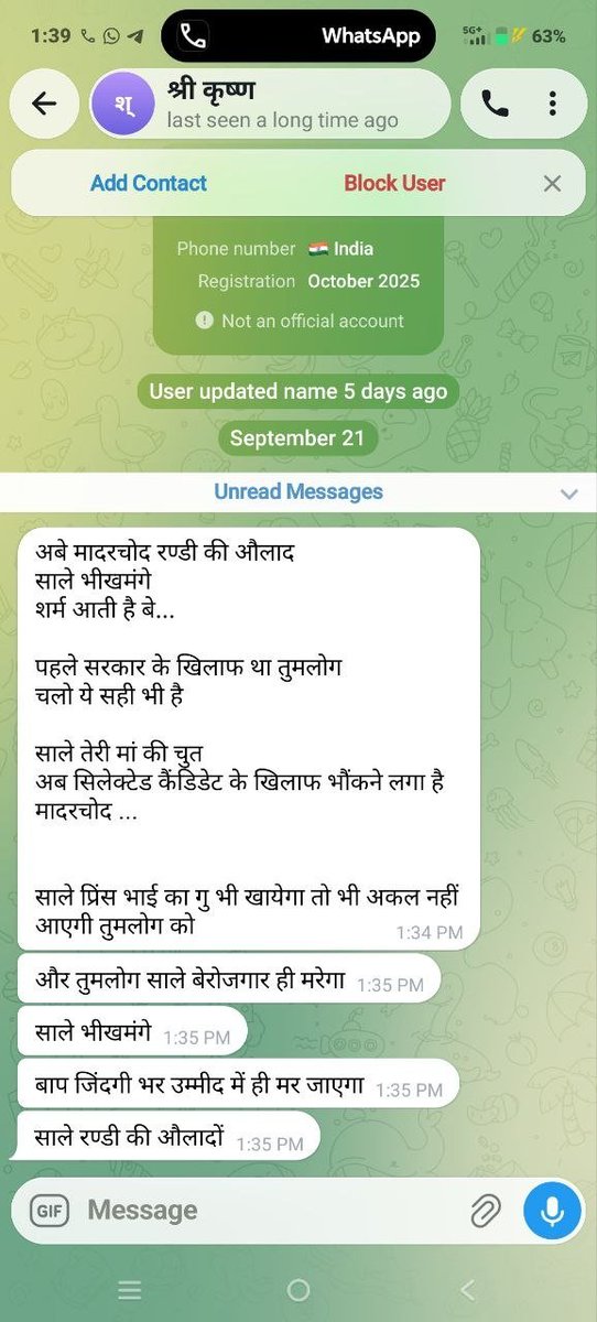 Logandeadvico's tweet photo. देख लो यही अधिकारी पेंगुइन का संस्कार है यही लोग अधिकारी बने हुए है सीजीएल में इसका शब्दों में सीजीएल का पूरा सिलेबस झलक रहा और इसकी मां बाप का सिखाया हुआ संस्कार।
ये लोग जितना फड़फड़ाता है उतना ही खुशी होती है😂 डर तो देखिए मैसेज कर के ब्लॉक मार देता है🤣😂🤣😂डर अच्छा लगा। https://t.co/QQDiik7rkP