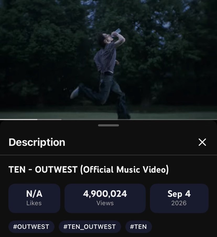 tenlee_team's tweet photo. Congratulations! 🎉

#TEN_OUTWEST Music video reaches over 4.9 million views on Youtube

🐱4,900,024 views
🐱https://t.co/Oc43peyVQk

#เตนล์ #TENLEE #TEN #텐 @TEN_offcl https://t.co/wB1ZLX1LVQ