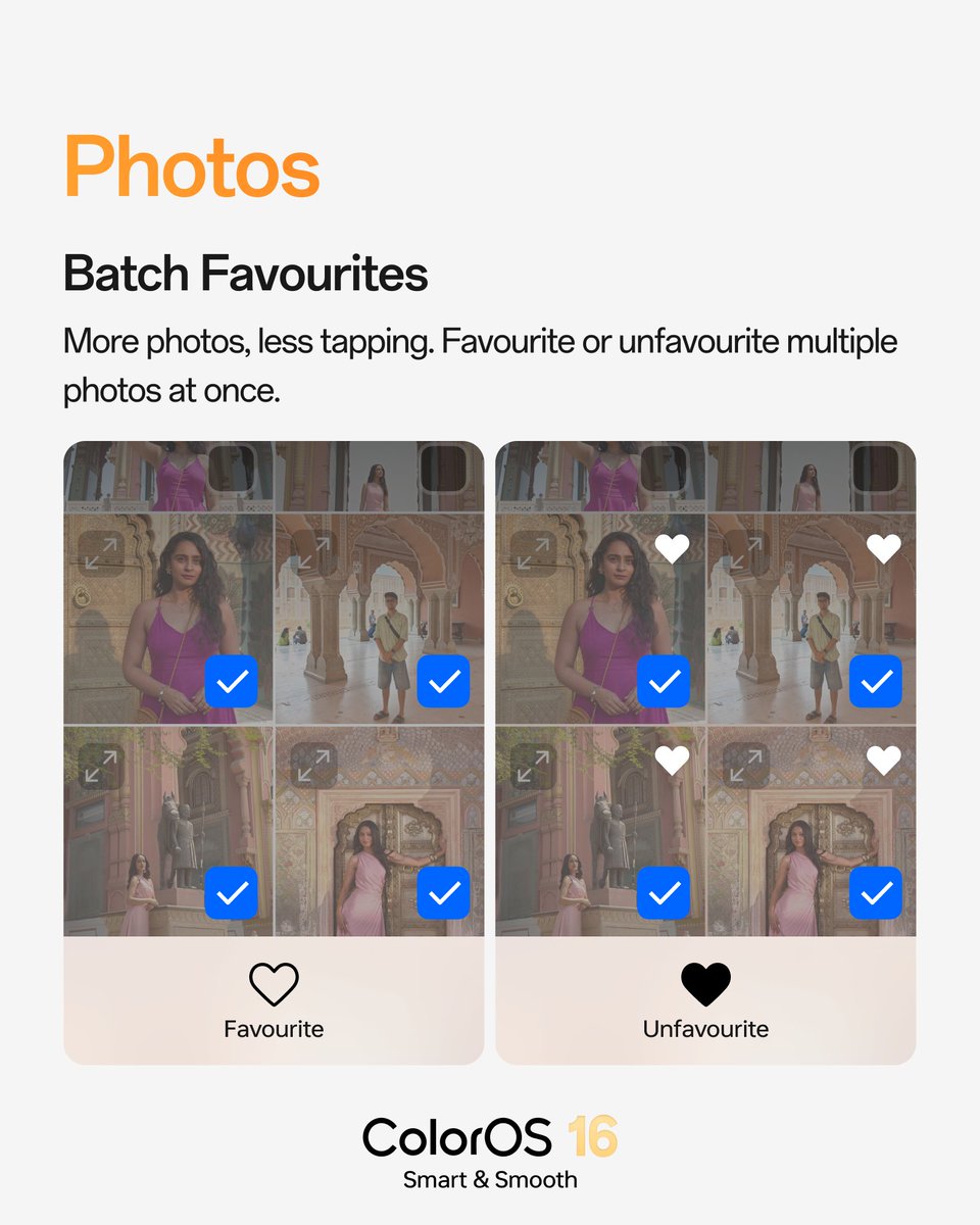 colorosglobal's tweet photo. September updates are here. ✨

Make your Photos experience more flexible and effortless — adjust photo times, hide customised albums, favourite multiple photos at once, switch between viewing styles, and scan text straight from your photos.

More ways to manage, find, and enjoy your memories. 📸
Discover the latest from #OPPOColorOS16 #ColorOSGetsBetter