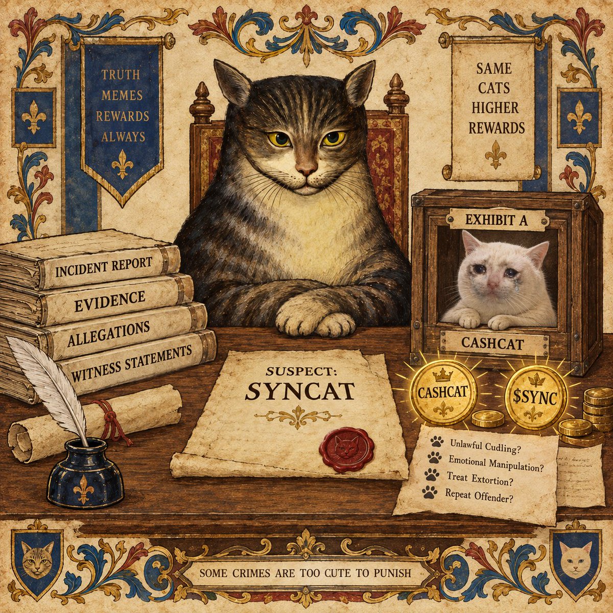 OfficialSYNCAT's tweet photo. @thebestonchain another $CASHCAT post. another reason for the suspect to remain silent. https://t.co/nrRmb9jjlZ