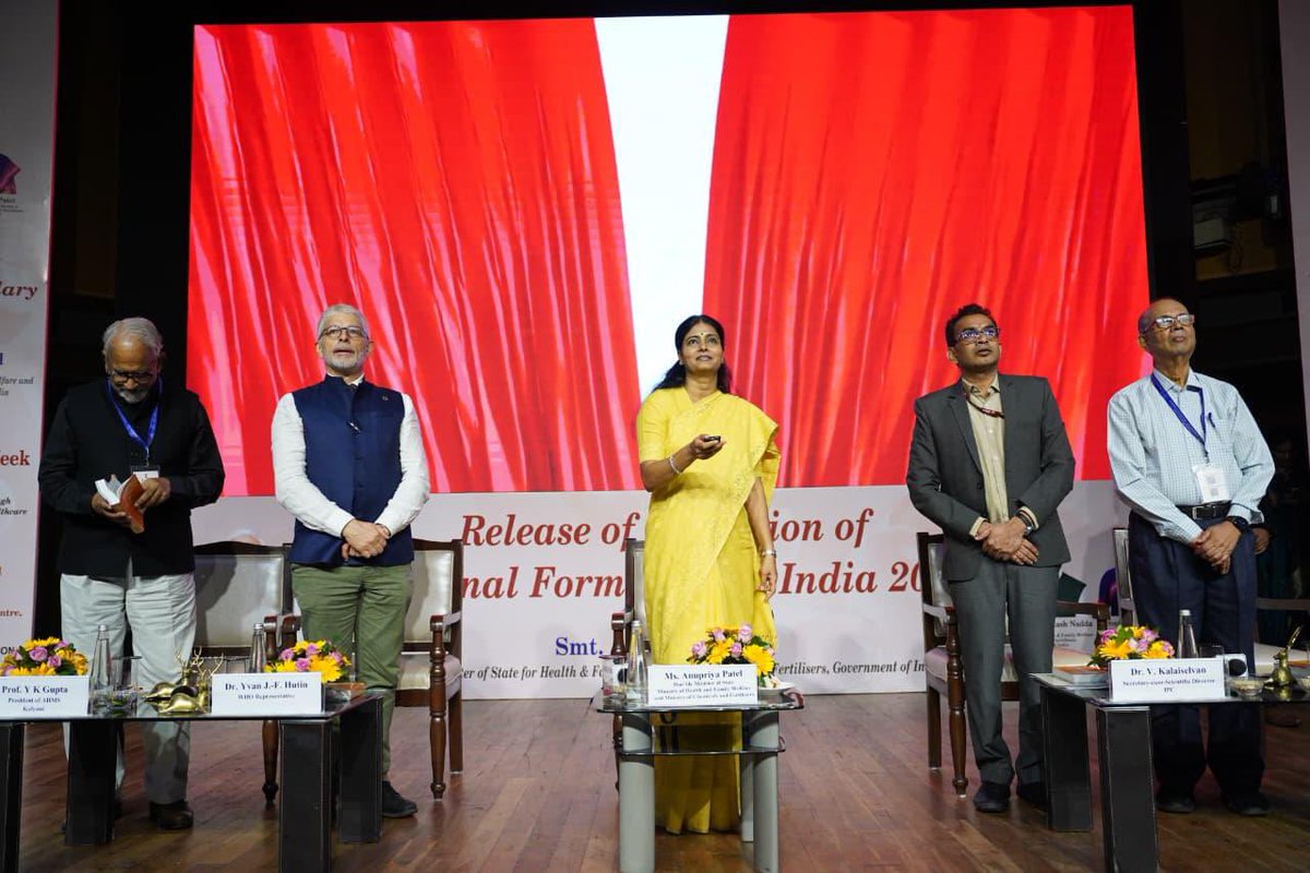 AnupriyaSPatel's tweet photo. Delighted to inaugurate and address the delegates at the 6th National Pharmacovigilance Week (September 17–23, 2026) organised by Indian Pharmacopoeia Commission today at New Delhi.

With a view to bolster patient safety & #AtmanirbharBharat in healthcare, launched the following:

- 7th Edition of National Formulary of India (NFI) & NFI Online
- Guidance Document for Hospitals on Medical Device Safety Monitoring
- ADR-PvPI 2.0 Mobile App for iOS users