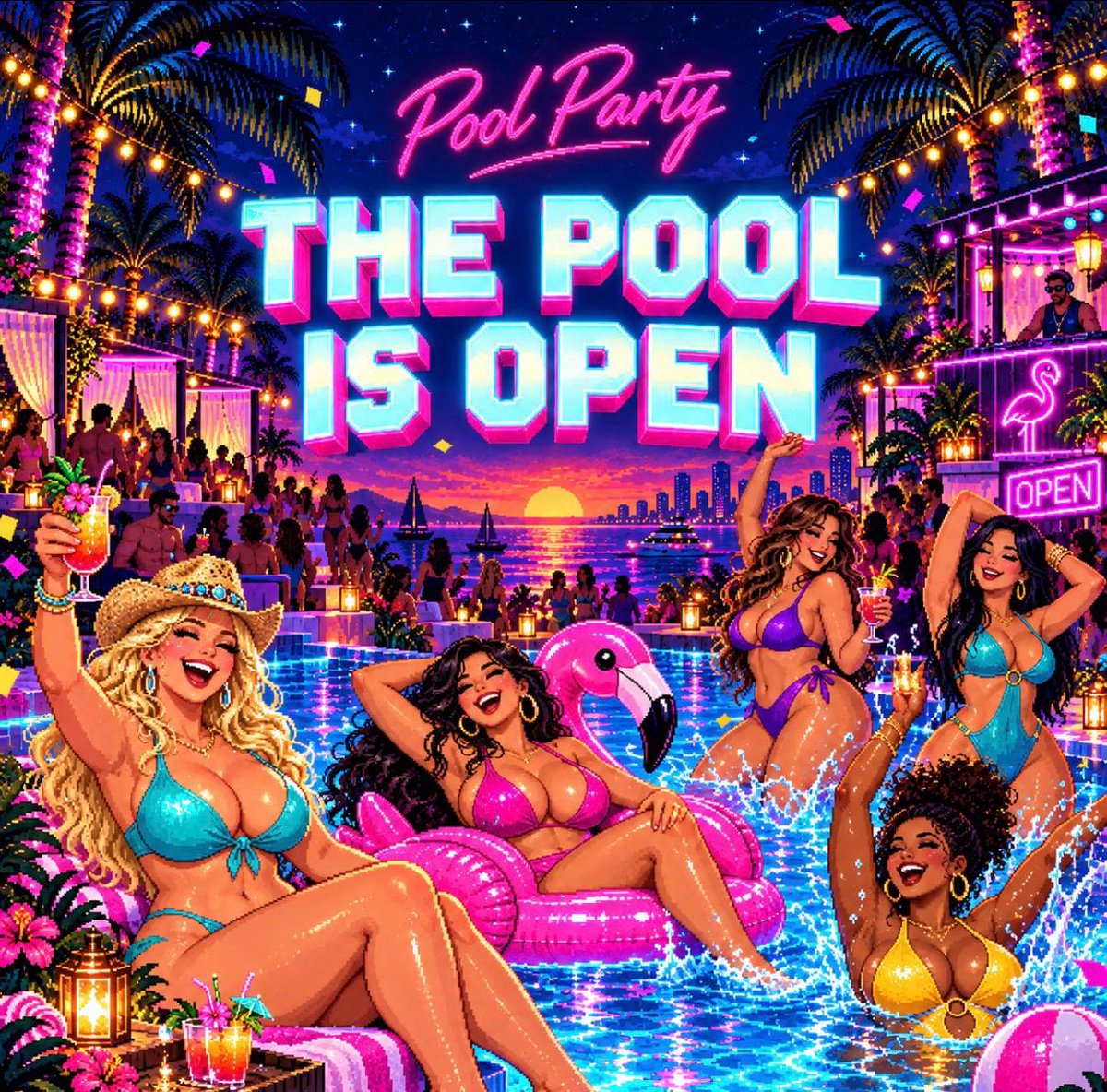solpoolparty's tweet photo. @binance Come to the pool party 🦩🌴 https://t.co/vR1LwFJ9Hl