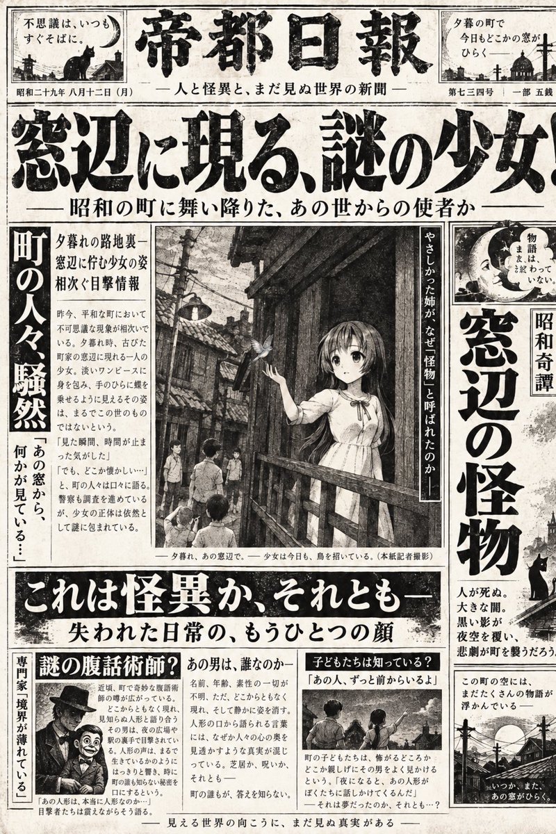 2012112720's tweet photo. 『昭和奇譚　窓辺の怪物』が新聞の一面に取り上げられました！　なんてね。

#ホラー小説　#ミステリー　#清水カルマ https://t.co/YDgP0pvMCn