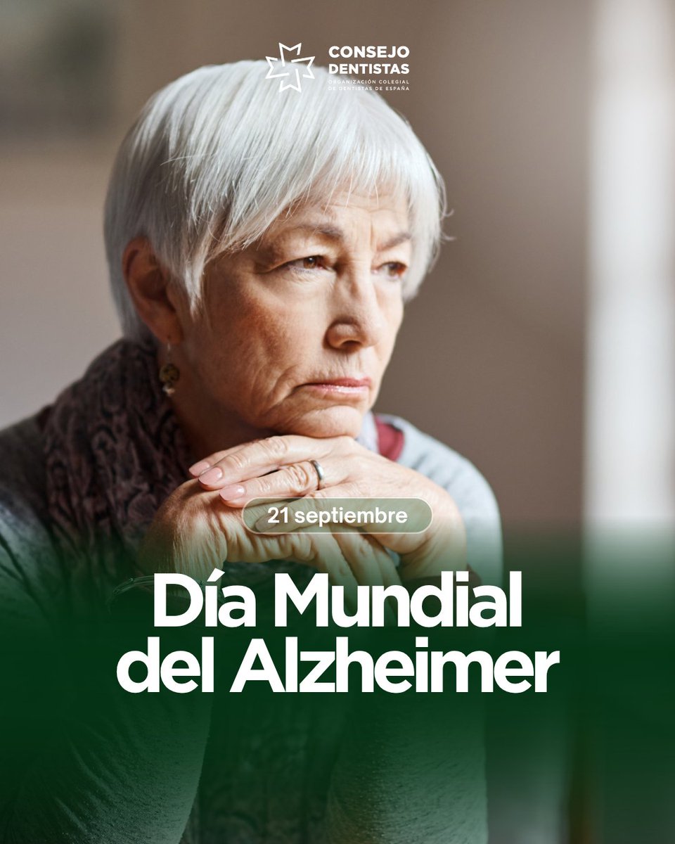 CNSJ_Dentistas's tweet photo. La enfermedad de Alzheimer aumenta el riesgo de problemas bucodentales y dificulta su prevención. Con motivo del #DíaMundialdelAlzheimer, que se celebra hoy, desde el @CNSJ_Dentistas recordamos la importancia de cuidar la salud bucodental de las personas que padecen esta enfermedad neurodegenerativa y de implicar, cuando sea necesario, a familiares y cuidadores en su atención diaria.

https://t.co/dpxnss5yUi