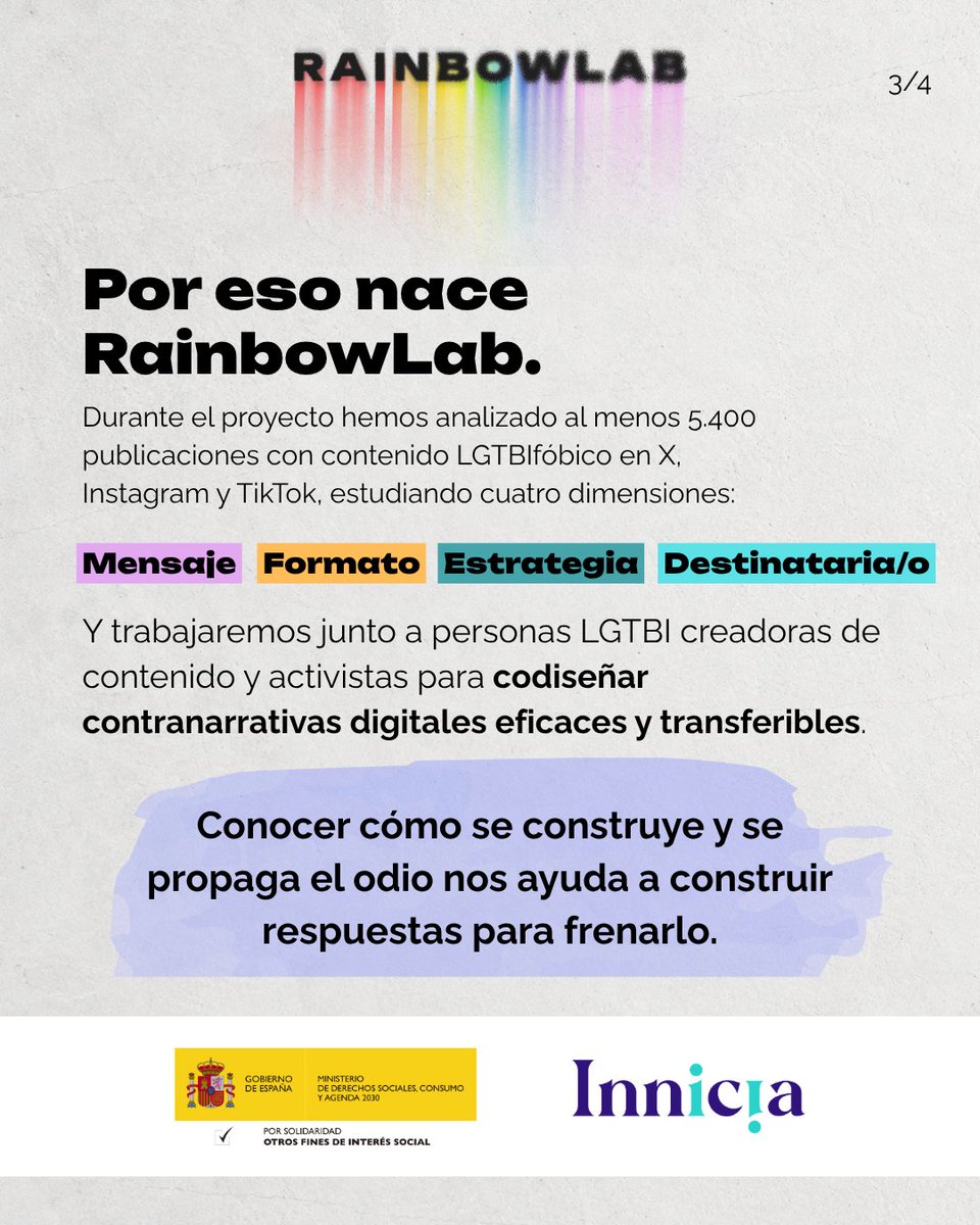 innicia_'s tweet photo. 🌈 El odio tiene consecuencias. Estudiarlo, comprenderlo y aprender a contrarrestarlo es parte de la respuesta.
#RainbowLab #LGTBI #DiscursosDeOdio #Contranarrativas https://t.co/ulquxVmmKs