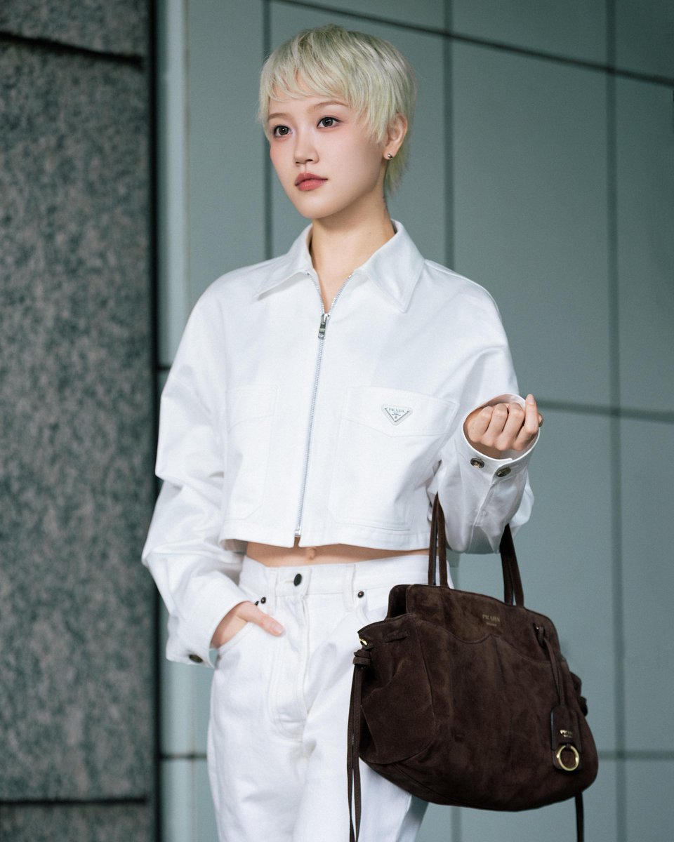 Prada's tweet photo. CHISA (XG) is off to Milan in a full Prada look to attend the Prada SS27 Womenswear Fashion Show.

#PradaSS27 #PradaPeople #Prada #CHISA https://t.co/C4ecfJz2wp