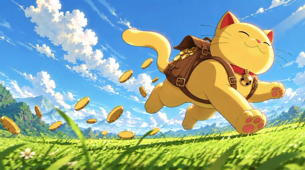 zhao_cai_mao_'s tweet photo. An old Tang Dynasty account tells of a strange cat seen in the city of Pingling.

Around its neck hung a golden lock, and around the animal appeared shapes that people compared to money fluttering through the air like butterflies.

The cat was reportedly seen again, enough for the story to find its way into writing. No one could quite explain what the people of Pingling had witnessed.

But more than a thousand years later, the image remains striking: a cat dressed in gold, with signs of wealth surrounding it, an image now instantly familiar in the golden 招财猫.