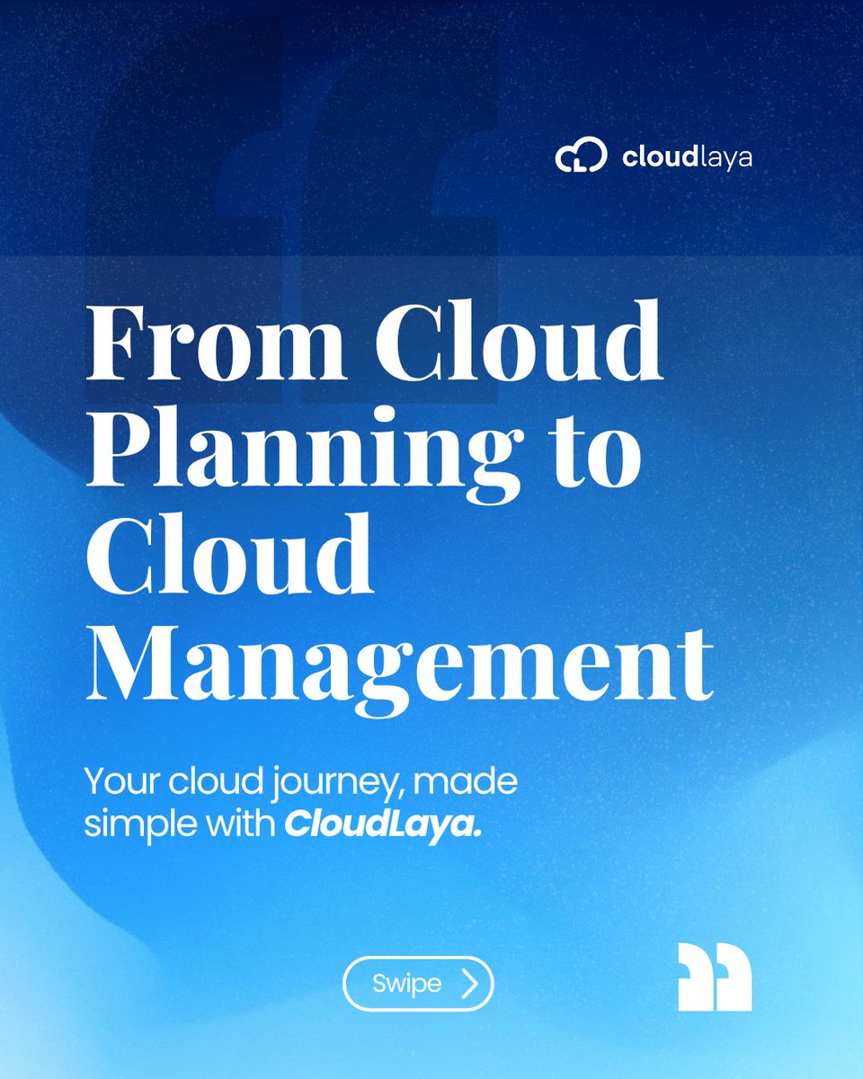 cloudlaya's tweet photo. From cloud planning to seamless cloud management. Build a cloud strategy that fits your business, not the other way around.

.

.

.

.

#CloudManagement #CloudStrategy #AWS #CloudComputing #Cloudlaya https://t.co/aInnOC4Peo