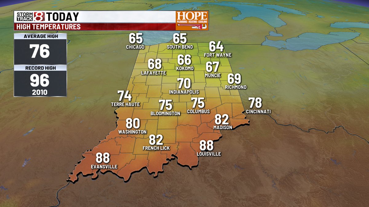 marcusbailey's tweet photo. MONDAY - Today is a day of change - hot temps are moving out and cooler air is moving in. In between, we have showers &amp; storms across much of central IN this AM. Rain will taper off later this afternoon.
#INwx https://t.co/7mL92wEd25