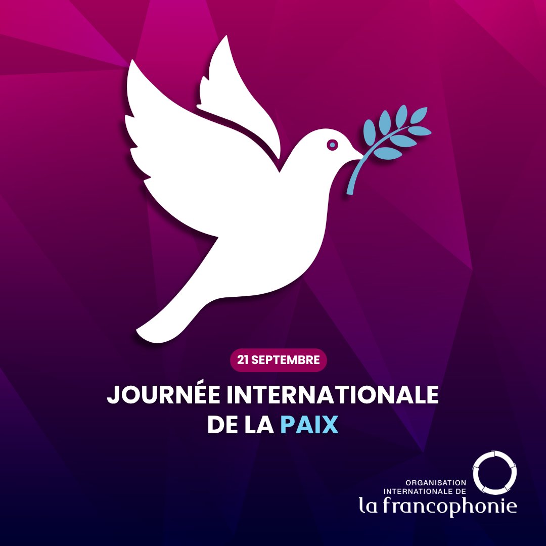 OIFrancophonie's tweet photo. La paix se construit chaque jour par le dialogue, le respect des droits, la solidarité et la capacité à vivre ensemble dans nos différences.

En cette Journée internationale de la #Paix, l’OIF réaffirme son engagement aux côtés de ses États et gouvernements membres pour prévenir les crises, renforcer les institutions et favoriser des sociétés plus inclusives et résilientes.

Parce que la paix est une responsabilité collective, continuons à agir ensemble pour construire un avenir commun plus pacifique.

#Francophonie #JournéeDeLaPaix
