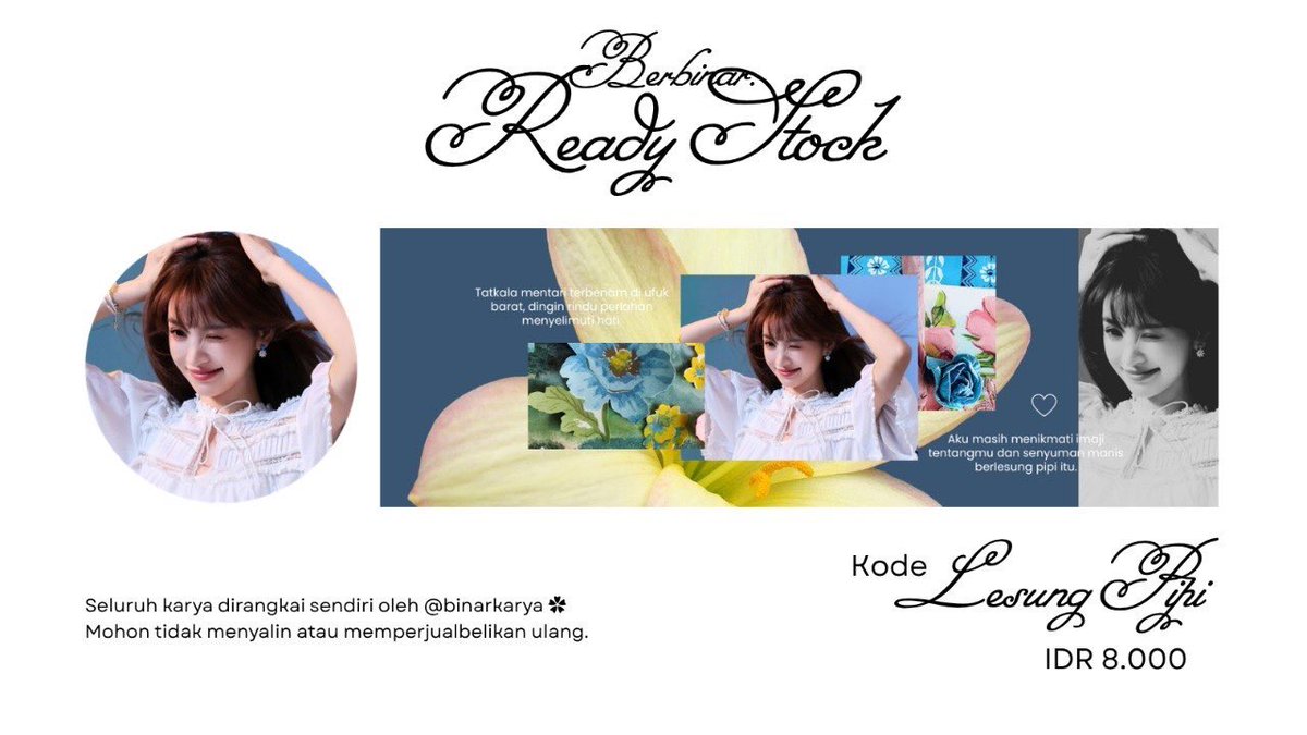 binarkarya's tweet photo. Tolong bantu repost postingan ini ya, terima kasih! ♡

Hai semua, Binar punya layout ready stock TIAN XIWEI 🌷 yuk dijemput, harganya tersedia di preview ya.

Jika berminat, bisa langsung DM lalu mention aku ♡ #bealanja https://t.co/94HVkiPYPP