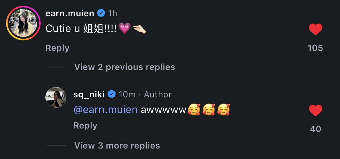 sunqiandaily's tweet photo. Thai actress #EarnFatima, well known for her lead role in the film #FlatGirls, left a comment on Sun Qian’s latest post 💛

“Cutie, you are my big sister (jiejie)!!!💗🤏🏻”

#SunQian #孙千 https://t.co/IYxbTC8C8o