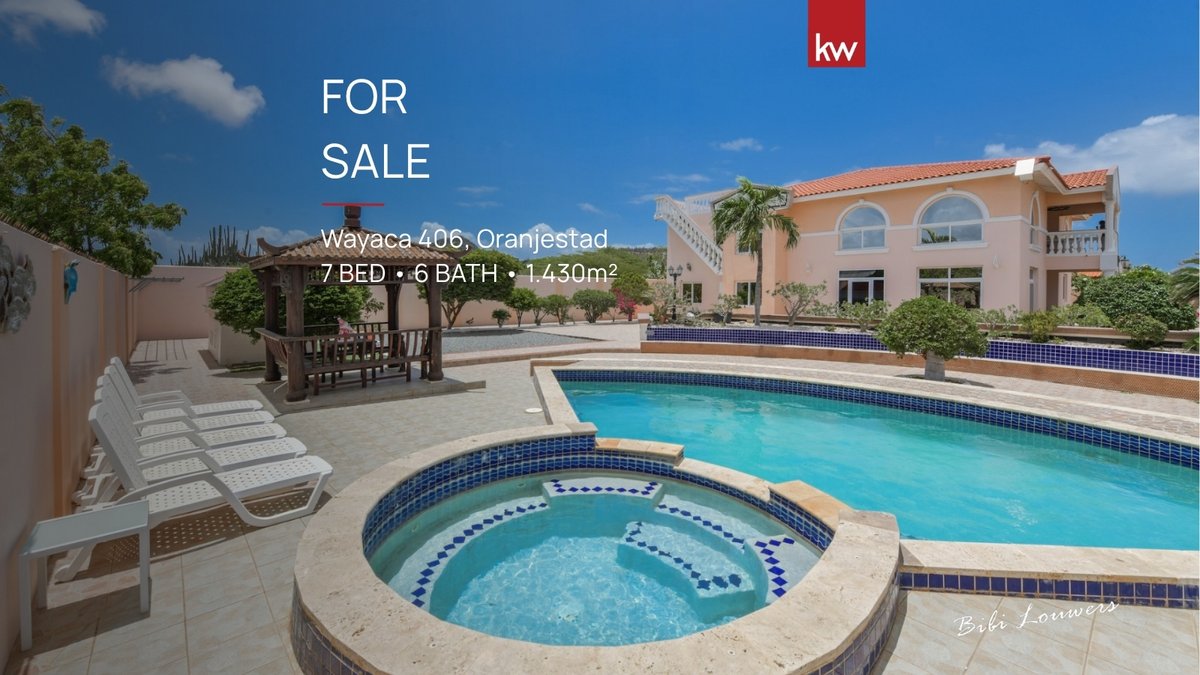 KWArubaBibi's tweet photo. 🏡 𝐅𝐎𝐑 𝐒𝐀𝐋𝐄 | Wayaca 406
Spacious luxury villa with 6 bedrooms in the main residence, additional living space in the garage, and a large private pool.

🏠 649 m² build-up
🌴 1,430 m² property land
📍 Oranjestad

https://t.co/3hbGfUPW7y
#ForSale #Wayaca #ArubaRealEstate https://t.co/ecgOIluD9L