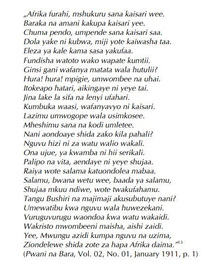 mjanenga's tweet photo. 𝐔𝐒𝐇𝐀𝐇𝐈𝐃𝐈 𝐖𝐀 𝐊𝐈𝐇𝐈𝐒𝐓𝐎𝐑𝐈𝐀 𝐔𝐊𝐑𝐈𝐒𝐓𝐎 𝐔𝐋𝐈𝐕𝐘𝐎𝐓𝐔𝐌𝐈𝐊𝐀 𝐊𝐔𝐃𝐔𝐌𝐀𝐙𝐀 𝐇𝐀𝐑𝐀𝐊𝐀𝐓𝐈 𝐙𝐀 𝐔𝐊𝐎𝐌𝐁𝐎𝐙𝐈 𝐖𝐀 𝐓𝐀𝐈𝐅𝐀 𝐓𝐀𝐍𝐆𝐔 𝐔𝐊𝐎𝐋𝐎𝐍𝐈.

Mambo muhimu unayotakiwa kujua kabla ya kusoma;

🔴 Vita vya Maji Maji 1905-07, Wakristo walifurahia kushindwa kwa wangoni wa Songea kwa sababu wale walikuwa Waislamu. Ukisoma shairi hili, utaona walikuwa upande gani wakati wa vita.

🔴 Wakristo, wakati vita vya Abushiri  1888–1889 dhidi ya Mjerumani, walifurahia kunyongwa kwa Abushiri Pangani. Ukisoma shairi hili utaona sifa anazopewa Mjerumani kwa kumuua Bushiri.
————————

Shairi la Mchungaji wa Kwanza Tanzania (Tanganyika) mwenye asili ya Afrika kwa Mkoloni Mtawala wa Kijerumani Kaiser kwa ajili ya kusherehekea siku yake ya kuzaliwa.

Mchungaji wa kwanza Tanzania anaitwa Jacob Ng’ombe, yeye alilelewa na kufadhiliwa kila kitu na wajerumani.

Kwenye shairi hili, unaona vile Wakristo walivyokuwa karibu sana na wanufaika wakubwa wa Ukoloni wakati wa Mjerumani. Ili uamini hilo, nitafutie resistance/mgomo wowote uliofanywa na wakristo dhidi ya ukoloni.

Jacob Ng’ombe kwenye shairi lake anahimiza wazazi na viongozi wa dini kuhimiza utii kwa wakoloni wa Kijerumani.

Shairi linasema “Lazima umwogope Kaisari, usimkosee”… na pia “Umheshimu sana na kodi umeletee”..

Mbaya zaidi, kwenye shairi hili, unagundua kwamba hata hata Vita ya Maji Maji ilikuwa vita vya kidini. 

Kuna sehemu shairi linasema, “Tangu Bushiri na Majimaji akusubutuye ni nani.”?  Yaani maana yake, Walutheri walifurahi wajerumani walivyomuua Abushiri na Kunyonga maelfu ya wangoni kule Songea kwenye vita ya Maji Maji 1905 - 1907.

Halafu Jacob Ngombe kwenye shairi lake kuna sehemu nyingine anasema tena, “Wakristo mwombeeni maisha [Kaisari] , aish zaidi”.. yaani maana yake, Mkoloni aendelee kutawala zaidi halafu, kwanini Wakristo tu ndio wamwombee?? Ndio utajua namna gani Wakristo walikuwa wanafaika wakubwa wa Ukoloni.

Shairi Hili lilipostiwa kwenye Gazeti la Mkoloni ‘Pwani na Bara, Vol. 02, 01, Januari 1911, p. 1’

Ukitaka kuona shairi hili, kasome Kitanu cha “The Media History of Tanzania” by Martin Sturmer, Uk. 39.