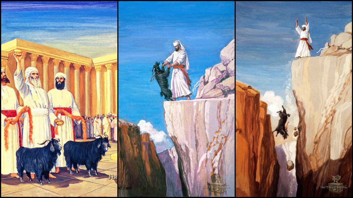doctor_rahmeh's tweet photo. The word 'scapegoat' comes from the jewish holiday Yom Kippur.

A living goat is pushed off a rugged cliff, its body smashed to pieces to 'banish the sins of the entire jewish community'.

They want to destroy the blessed Al-Aqsa mosque to restore these ritual sacrifices. https://t.co/K0ncxN8iHx