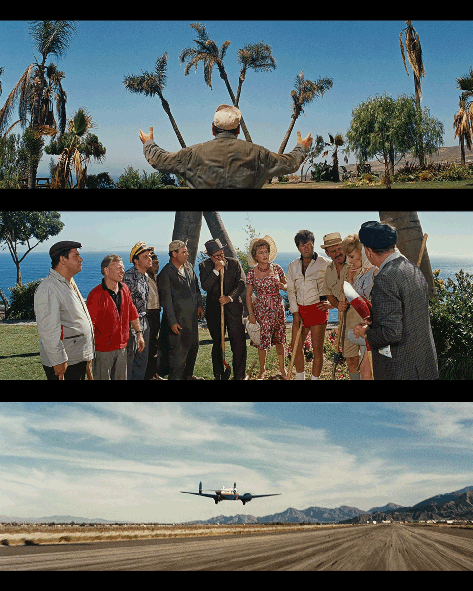 vashikoo's tweet photo. It's a Mad, Mad, Mad, Mad World (1963) was 3 hours and 30 minutes of glorious Ultra Panavision 70 anamorphic (1.25X) 65mm Eastman 50T 5250 film. Shit. That's a lot of numbers...sorry. But damn, it looks so good. https://t.co/KXhQoHuJVH