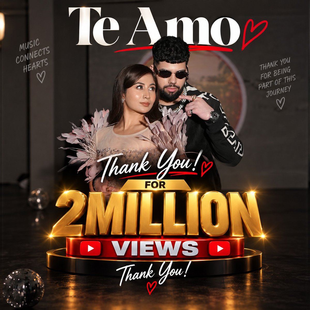 mandymmusic15's tweet photo. 2 MILLION VIEWS! WE DID THAT. 🔥

“Te Amo” - Kush K ft. Simar Kaur, starring Shreya Kalra, just hit 2M views on YouTube! 🎬

2M feels different. 👀🔥
Still got “Te Amo” on repeat? ❤️‍🔥

#TeAmo #KushK #SimarKaur #ShreyaKalra #2MillionViews #MandyMMusic https://t.co/FtsBVj20YR