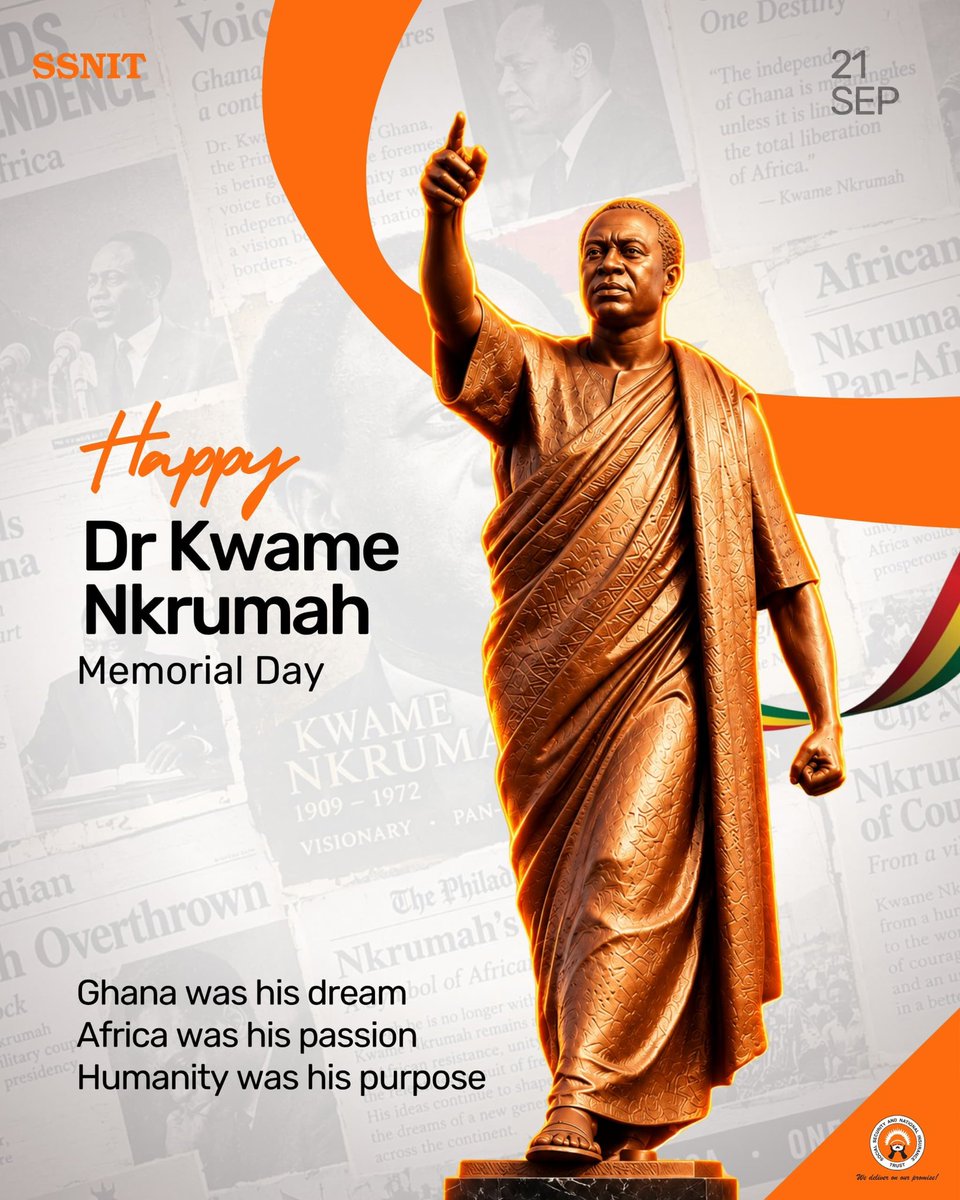 ssnit_gh's tweet photo. A vision for Ghana. A legacy for generations. 🇬🇭

Today, we honour Dr Kwame Nkrumah and his enduring vision for a stronger Ghana and Africa.

At SSNIT, we continue to play our part in securing the future of generations.

#SSNITGhana #KwameNkrumahMemorialDay #SocialSecurity #Ghana