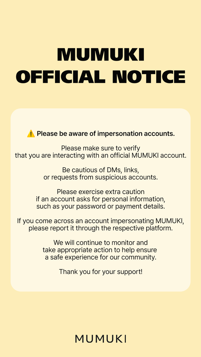 mumuki_global's tweet photo. 📷 MUMUKI OFFICIAL NOTICE 📷 https://t.co/VeuKG2vg6q
